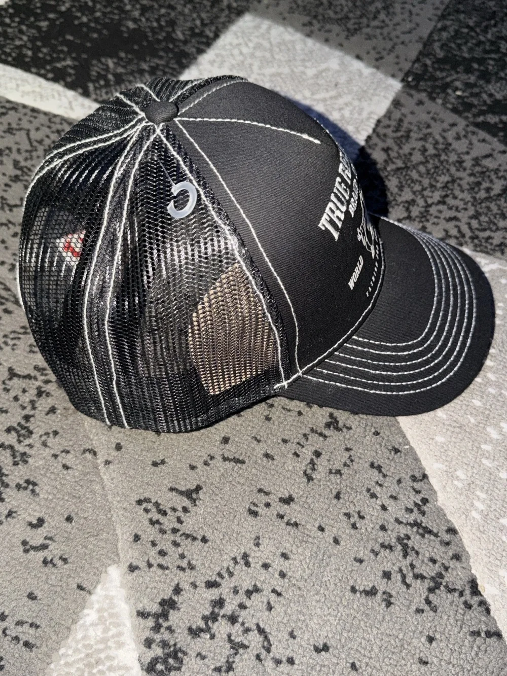 True Religion Men’s Black Baseball Cap with White Stitching